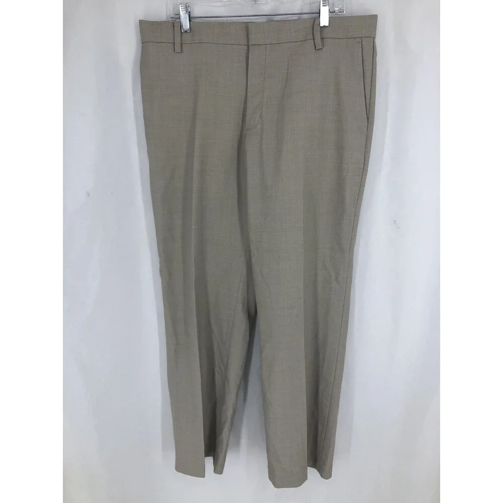 Adidas Adipure Golf Pants Khaki Wool Blend Flat Front P76238 36x32